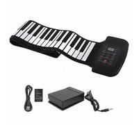 Silicone Rollup Keyboards 88 Keys Educational Gift Hand Roll Piano Electric Waterproof Black Speaker (88 keys English),Electronic Drums