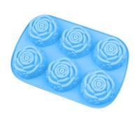 Silicone Rose Flower for Baking Chocolate Candy and Creation with Six Cavity Design (Blue, One Size)