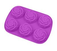 Silicone Rose Flower for Baking Chocolate Candy and Creation with Six Cavity Design (Purple, One Size)
