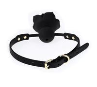 Silicone Rose Flower Gag Ball BDSM Oral Bondage Gear Fetish Open Mouth Breathable Sex Toys for Couples Cosplay Slave Accessories Black One Size