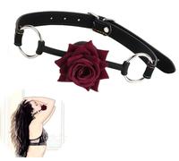 Silicone Rose Mouth Gag Open Mouth Gag Leather Strap Lips Ring Open Gag for Couples Toys BDSM Sex Toy for Men Women Foreplay