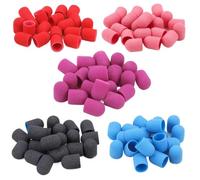 Silicone Rotary Nail Drill Bits , Pack Of 10 Ceramic Nail Drill Bits And Sanding Caps With Rubber Multicolor Multiple Sizes(Deep Blue)