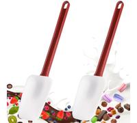 Silicone Rubber Spatula Spoon Set 2 14-Inch Heat Resistant Silicone Spatulas Spoonulas, Commercial Grade Rubber Spatulas Spoons for Cooking 14''