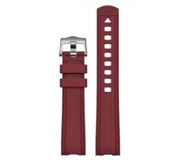 Silicone Rubber Strap Compatible With Omega XCompatible With Swatch Joint MoonSwatch Curved End Diving Sport Watch Band Bracelet 20mm Compatible With Seamaster 300(Red-silver)