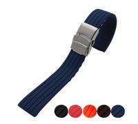 Silicone Rubber Watch Strap 20mm 18mm 24mm Fit for Armani Fit for Omega Fit for Rolex Fit for Casio Fit for Tissot Fit for Citizen Fit for Seiko Fit for Huawei Soft Watch band(Blue-silver,18mm)