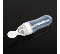Silicone Safe Baby Bottle, Baby Bottle, Supplementary Food Spoon, Weaning Spoon, Weaning Bottle, Heat Resistant, Medicine, Birth Gifts (White)