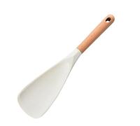 Silicone Scraper Kitchen Spoon Non-Stick Baking Mould Ergonomic Cooking Utensils Versatile Set Silicone Wood for Gentle Stirring Mixing Painting in the Kitchen (White, 29 x 7 cm)