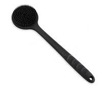 Silicone Scrubber with Long Handle, Back Scrubber for Men Women, Double Sided Silicone Shower Scrubber for Exfoliating, Massage and Rich Lather
