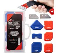 Silicone Sealant Finishing Tool Set - 6 Pads, 1 Professional Sealant Remover, 2 Extra Blades in Carry Box - Remover Tools - 30 Profile Shapes - Silicone Caulking Tool Kit