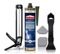 Silicone Sealant Kit with UniBond Anti-Mould Kitchen & Bathroom Sealant 280ml, Cartridge Gun, Sealant Remover Tool & Finishing Tool Set - Complete Application Bundle for Bathrooms & Kitchens