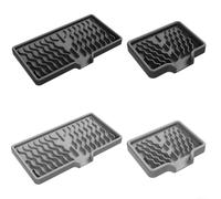 Silicone Self-Draining Soap Tray Set - 4-Piece Bathroom & Kitchen Sink Sponge Holder with Drainage Design, Dishwasher Safe, Non-Stain, Heat-Resistant (25 x 14 cm & 12 x 10 cm)(Black Gray)