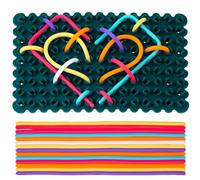 Silicone Sensory Activity Board, Fidget Toy & Sensory Board for Kids DIY Perforated Design, Stress Relief, Focus Enhancement, Portable Learning Toy with 24 Silicone Strings（Green）