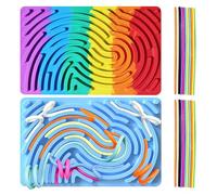 Silicone Sensory Activity Board Set, Push Peel and Threading Fidget Toys with 2 Rainbow & Blue Boards and 22 Strings, Calming Sensory Toys for Kids and Adults, Autism ADHD Stress Relief