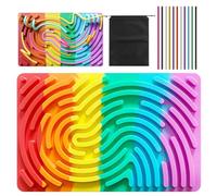 Silicone Sensory Activity Board Set, Sensory Fidget Toys with Portable Bag, Travel Games for Kids, Early Development & Activity Sensory Toys for Autism, Stress-Relieving and Concentrating Fidget Board