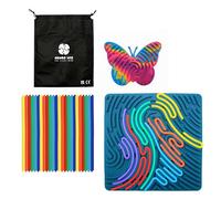 Silicone Sensory Activity Boards for Children - Pack of 2 Reversible Boards with 24 Colourful Silicone Strings | Calming Fidget Toy for Fine Motor Skills, Focus, Autism, ADHD, SEN (Square + Butterfly)