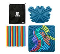 Silicone Sensory Activity Boards for Children - Pack of 2 Reversible Boards with 24 Colourful Silicone Strings | Calming Fidget Toy for Fine Motor Skills, Focus, Autism, ADHD, SEN (Square + Crab)