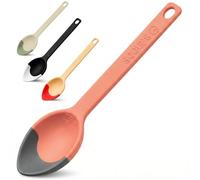 Silicone Serving Spoon with Soft Tip Edge - Scraper Spoon for Jars, Pots & Pans - 3-in-1 Scoop, Scrape & Serve - Nonstick Heat Resistant Cooking Spoon (Scoups) (Blue/Orange)