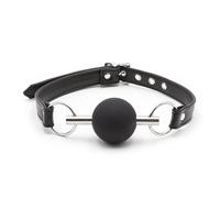 Silicone Sex Open Mouth Gag Ball Metal Rod Pu Leather Strap BDSM Gag Slave Bondage Restraints Sex Toys for Women Couples Black One Size