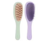 Silicone Shampoo Brush with Double Sided Massage Feature for Scalp Cleansing and Hair Detangling - Pack of 2 - Travel-friendly Green & Purple Silicone Hair Scrubber