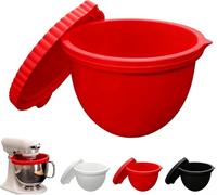 Silicone Shelf for 5 Qt Slanted Head Food Processors, Non-Slip Mix Aid Silicone Liner, Heat Resistant up to 230 °C, (Red Bowl - 400 g)