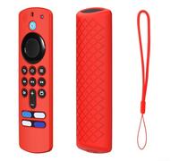 Silicone shockproof cover compatible with For Fire TV Stick4K Voice Remote, lightweight with anti slip texture and precise button cutouts (Red)