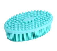 Silicone Shower Brush Body Scrubber Massage Tool Soft Gentle Smooth Double Sided for Scalp Skin Cleansing Baby Tactile Training Bath Brush 12x7cm 4.3oz (Green)
