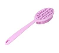 Silicone Shower Brush & Dish Brush 2 in 1 | Ergonomic Long Handle Saves Your Back | Body Brush for Shower/Kitchen Scrubber | Long - Lasting Fibers, Easy Hang Storage (Purple)