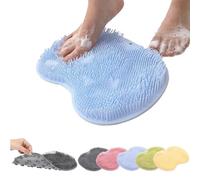 Silicone Shower Foot Scrubber Mat, 2025 New Shower Foot Back Cleaning Pad,Wall Mounted Slip Suction Cups for Use in Cleaner Men and Women (Blue)