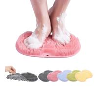 Silicone Shower Foot Scrubber Mat, 2025 New Shower Foot Back Cleaning Pad,Wall Mounted Slip Suction Cups for Use in Cleaner Men and Women (Pink)