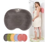 Silicone Shower Foot Scrubber Mat, Back Washer Brush Pad for Shower, 2026 Upgraded Massage Pad with Non-Slip Suction Cups for Soothes Tired Feet (Gray)