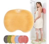 Silicone Shower Foot Scrubber Mat, Back Washer Brush Pad for Shower, 2026 Upgraded Massage Pad with Non-Slip Suction Cups for Soothes Tired Feet (Yellow)
