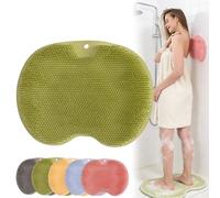 Silicone Shower Foot Scrubber Mat, Back Washer Brush Pad for Shower, 2026 Upgraded Massage Pad with Non-Slip Suction Cups for Soothes Tired Feet (Green)