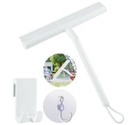 Silicone Shower Squeegee, 8 Inch Window Glass Scraper with 2 Hooks for Shower Doors,Bathroom Cleaner Tool Household Window Mirror Squeegee for Car, Home Cleaning, Glass