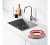 Silicone Shower Tray Sealing Strip 2M Length, 4.5cm Width Water Barrier for Bathroom Sink and Shower Edging Seal Trim, White Bath Splash