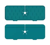 Silicone Sink Faucet Mat, 37×13.5cm Draining Tap Mat for Kitchen, Splash Guard Protector Faucet Absorbent Soap Holder for Water Catching Countertop Protection (Green)