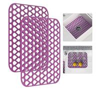 Silicone Sink Mat 2PCS TOOVEM Sink Protectors for Kitchen Sink, Sink Mat Grid Non-Slip Folding Sink for Bottom of Farmhouse Stainless Steel Porcelain Sink Pad - Purple