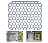 Silicone Sink Mat, ADERTOS Folding Non-Slip Sink Protectors Kitchen Sink Protector Mat Silicone Mats Counter Protector for Bottom of Kitchen Sink, Dishes and Glassware Drain Mat - Grey, 34.5 x 29.5cm