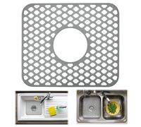 Silicone Sink Mat, ADERTOS Middle Hole Folding Non-Slip Sink Protectors Kitchen Sink Protector Mats Counter Protector for Bottom of Kitchen Sink, Dishes and Glassware Drain Mat, 34 x 29cm