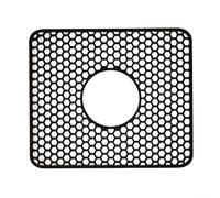 Silicone Sink Mat for Kitchen, Anti-Slip Dish Drying Rack with Drainage Feet, 13.6 x 11.6 Inch, Foldable Sink Protector for Farmhouse & Stainless Steel Sinks(Black center hole)