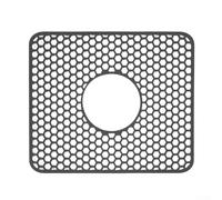 Silicone Sink Mat for Kitchen, Anti-Slip Dish Drying Rack with Drainage Feet, 13.6 x 11.6 Inch, Foldable Sink Protector for Farmhouse & Stainless Steel Sinks(gray center hole)
