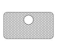 Silicone Sink Mat ,Nonslip Sink Mat Grid Silicone Sink Protector Kitchen Sink Heat Resistant Mat with Center Drain/Rear Drain Sink Drain Mat Dishwasher Safe for Kitchen Sink(grey-Upper hole-26*14inch)