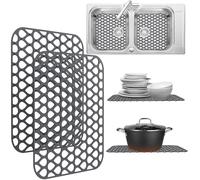 2 Pack Sink Protectors for Kitchen Sink, 13.4"x11.4" Non-Slip Silicone Sink Mats Protect Your Stainless Steel Bottom of Kitchen Sink or Drying Rack, Eco-Friendly & Stain-Free Kitchen Sink Mat - Gray