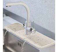 Silicone Sink Splash Guard, 17.7” x 5.5” Faucet Water Catcher Mat, Slope Type Design Longer Kitchen Sink Mat, Faucet Handle Drip Catcher Tray Mat for Kitchen Countertop-Faucet Splash Guard