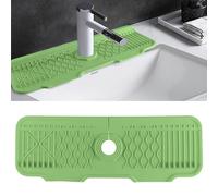 Silicone Sink Splash Tray Mat, Foldable Faucet Handle Drip Catcher Tray, Silicone Sink Mat, Versatile for Kitchen Dish Drying Mats, Countertop Protect (Green)