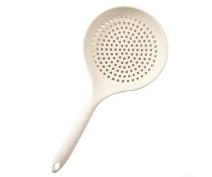 Silicone Skimmer Spoon, 14.4 x 6.7 in Large Colander with Wide Mesh Head for Fast Straining, Heat Resistant & Dishwasher Safe, Kitchen Cooking Tool(White)