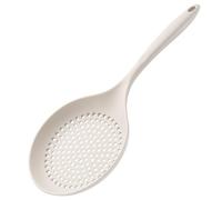 Silicone Skimmer Spoon, Kitchen Strainer Ladle with Holes Kitchen Strainer Heat Resistant Skimmer Spoon for Draining & Frying (White)