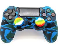 Silicone Skin Cover for Ps4 Controller (1pc Anti-Slip Case, 1 Pair L2 R2 Trigger Extender, 4pcs Thumb Grips,4pcs LED Light Bar Decal) Protector for DualShock PS4/ Slim/Pro Controller