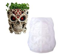 Silicone Skull Mold Crafting Jewelry Container Cup Planter Suitable for Resin Cement Concrete Materials Silicone Mold for Resin