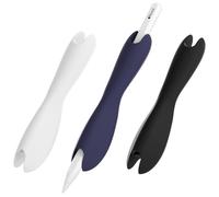 Silicone Sleeve Compatible with Apple Pencil Pro, 1st/2nd Gen & USB-C - Ergonomic Dual Head Design, Magnetic Charging & Dual Faucet, 3 Pack - White Black Blue
