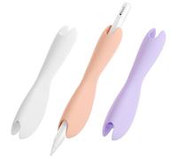 Silicone Sleeve Compatible with Apple Pencil Pro, 1st/2nd Gen & USB-C - Ergonomic Dual Head Design, Magnetic Charging & Dual Faucet, White, Pink, Purple (3-Pack)